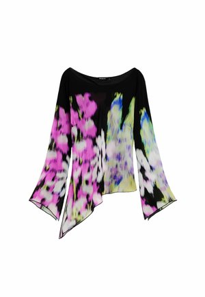Desigual, LACROIX - ASYMMETRICAL PRINTED BLOUSE M. C. . - Blouse - black