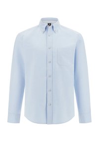 Ljusblå långärmad skjorta i bomull med knappar framtill, knappad krage och en bröstficka på vänster sida. Mjuk textur, klassisk passform.