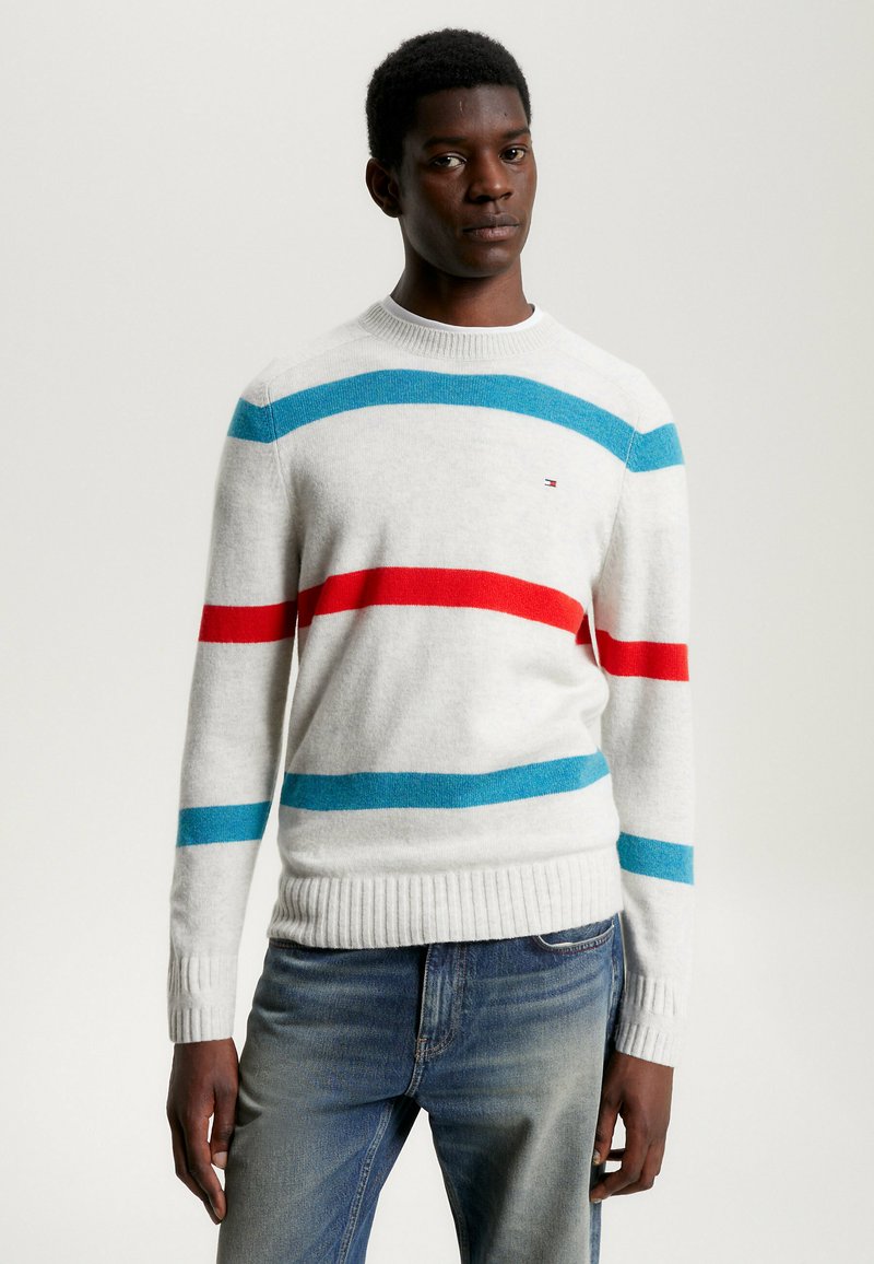Tommy Hilfiger STRIPE Jumper oatmeal heather stripe/white Zalando