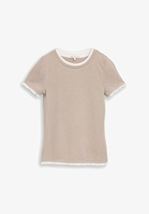 TOM TAILOR DENIM, T-SHIRT IM 2-IN-1-LOOK - Camiseta estampada - atmosphere beige melange