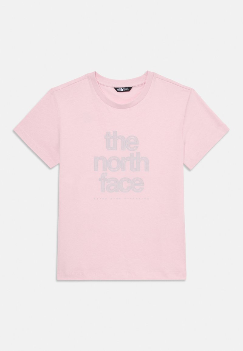 Roza pamučna majica s kratkim rukavima, okruglog izreza, s logotipom "the north face" u tamnijoj nijansi i ležernim krojem.