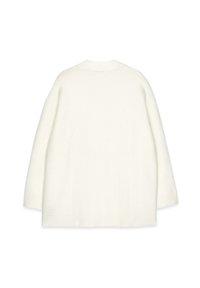 Witte oversized trui van zacht, gestructureerd stof met een ronde hals en verlaagde schouders, voorzien van ribgebreide boorden en zoom.