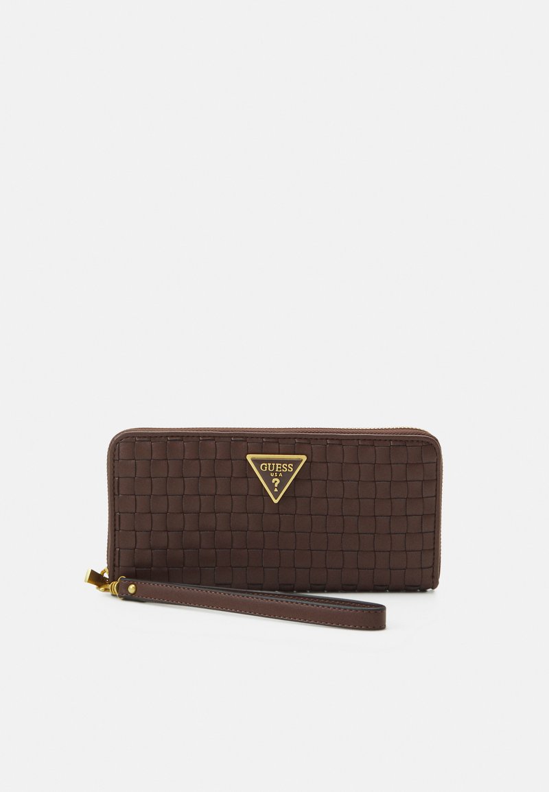 GUESS Laurel Grand Portefeuille Zippé Femme – Cuir PU Saffiano, Pochette Multi-Poches, Dragonne Amovible, Élégant Et Pratique