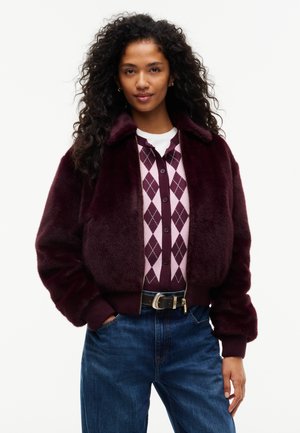 Tommy Jeans, FAUX FUR RELAXED ZIP-THRU JACKET - Яке бомбър - calypso berry