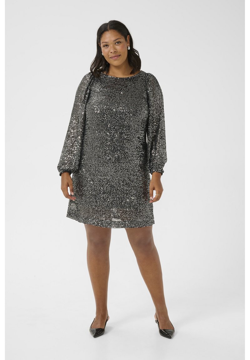 Kaffe Curve KClaila Dress - Cocktail dress / Party dress - silver sequin/silver-coloured  - Zalando.ie