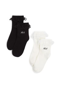 KARL LAGERFELD SIGNATURE RUFFLE PACK OF 2 - Čarape - white black