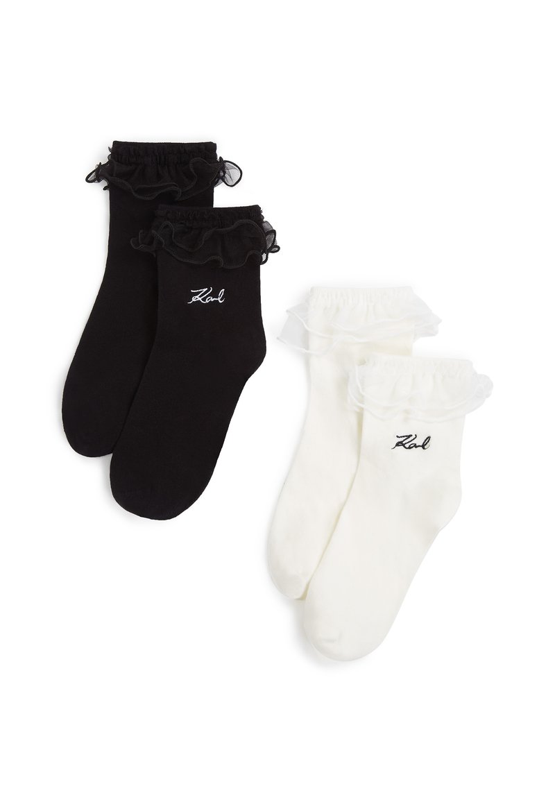 KARL LAGERFELD SIGNATURE RUFFLE PACK OF 2 - Čarape - white black
