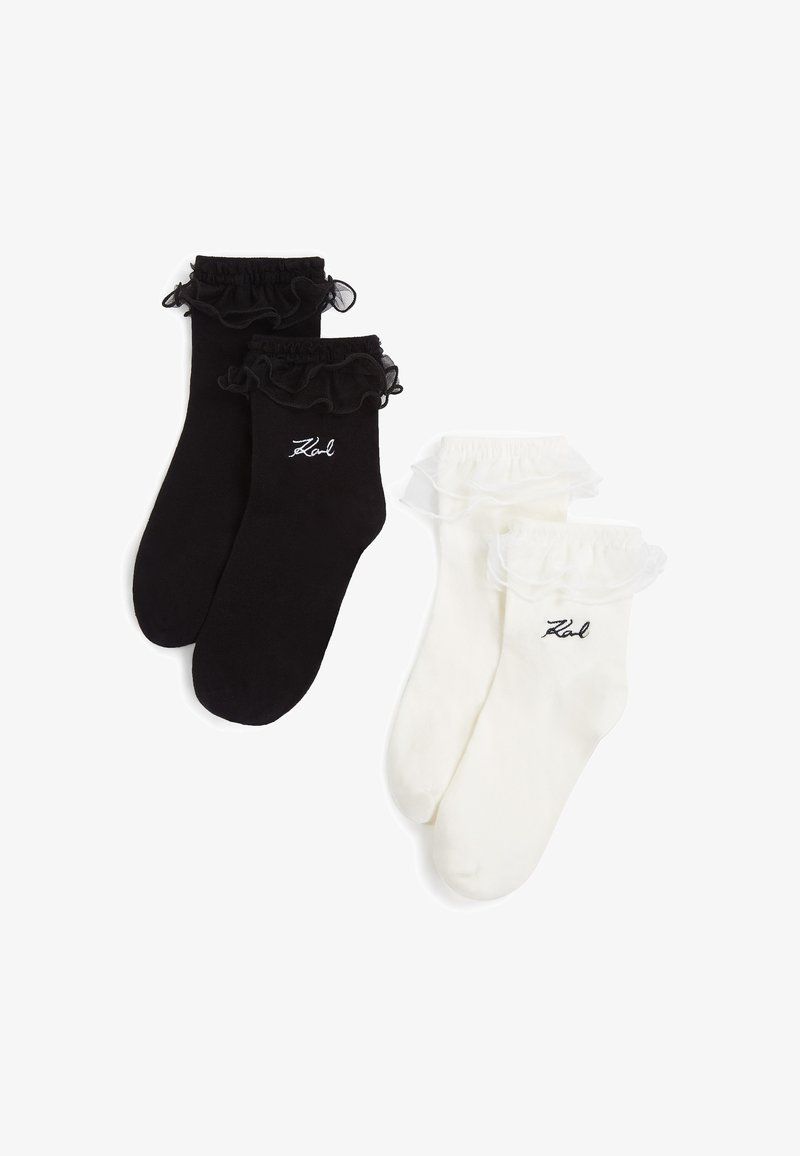 KARL LAGERFELD SIGNATURE RUFFLE PACK OF 2 - Čarape - white black