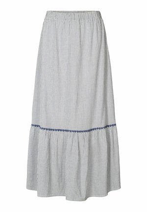 HALINA - Maxi skirt - art blue/offwhite