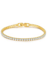 Kuldne käevõru, millel on nurgelistes linkides read kristallkive, ning millel on ristkülikukujuline pandla sulgemiseks. Sile tekstuur ja läikiv pind.