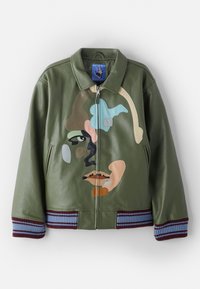PATCHWORK FACE VARSITY JACKET - Leren jas - green