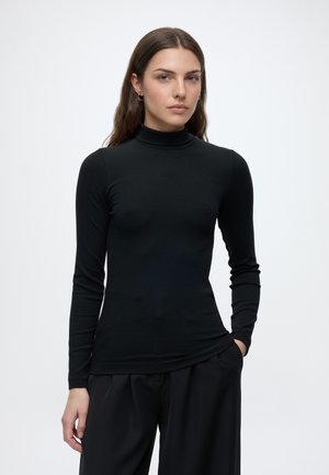 Marc O'Polo, T-SHIRT, LONGSLEEVE, HIGH NECK, RIB - Long sleeved top - black