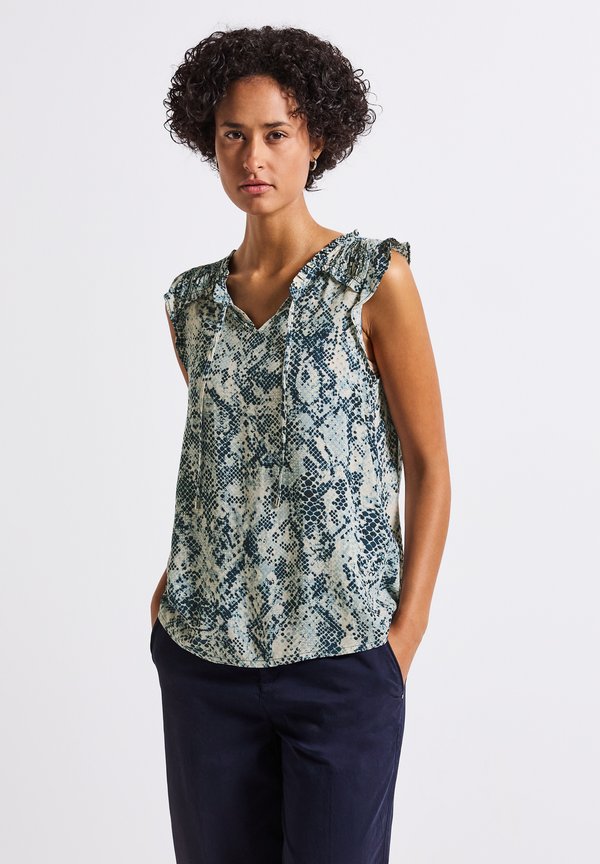 MIT RÜSCHEN - Bluse - blau