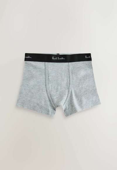 Boxer homme gris clair avec une ceinture noire portant le texte blanc "Paul Smith", posé à plat sur un fond neutre.