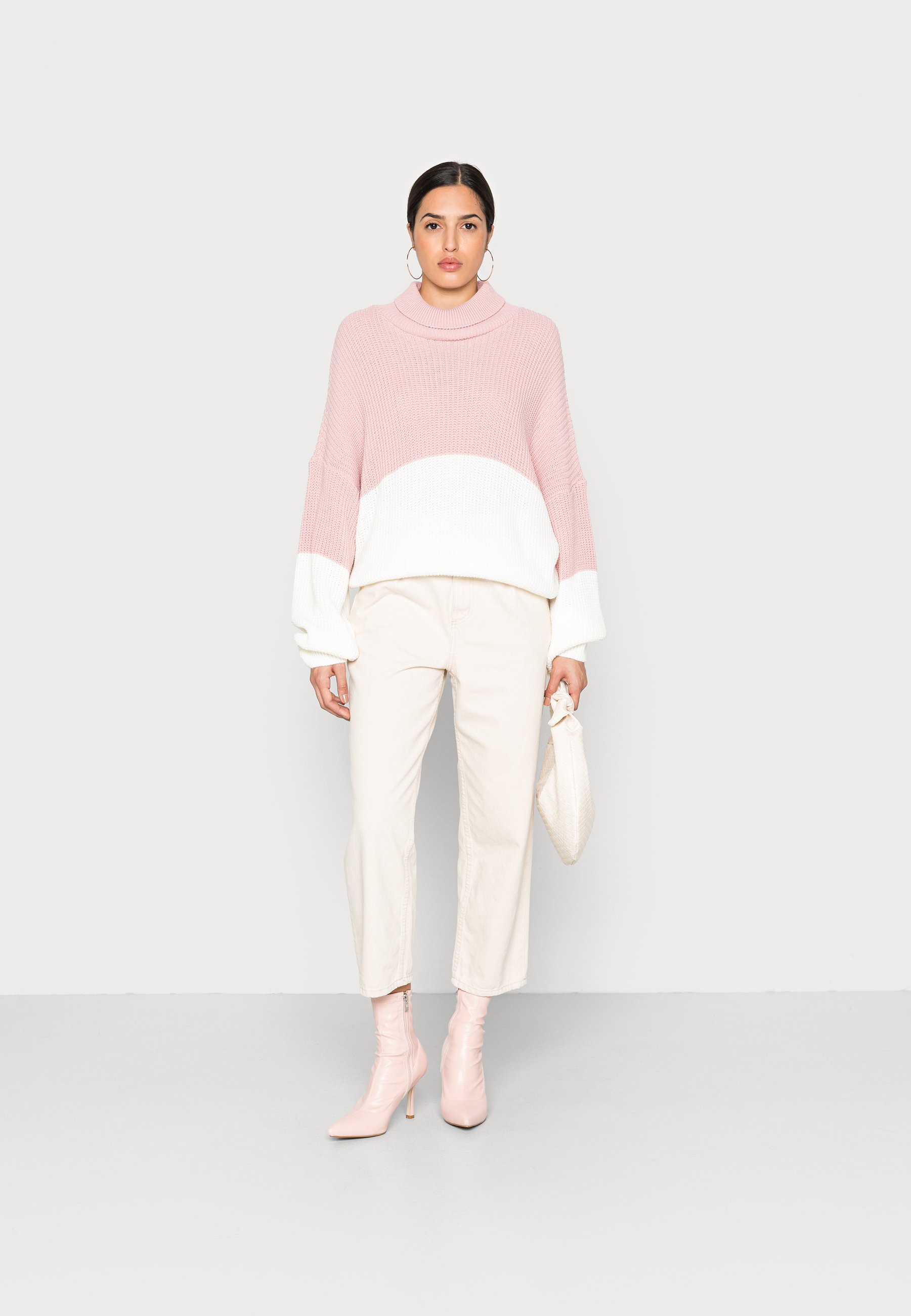 In The Style Dani Dyer Nude Colour Block Roll Neck Jumper Nude, Women's, Size: 6, Beige