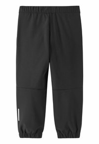 Czarne dresy wykonane z miękkiego, elastycznego materiału. Posiadają elastyczny pas w talii, mankiety na kostkach oraz odblaskowe akcenty w dolnej części nogi.