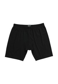 Boxer da uomo neri con una cintura elastica e un piccolo etichetta "MEN+" centrata sul davanti.