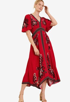Love & Roses PRINTED V NECK HANKY - REGULAR FIT - Denné šaty - red