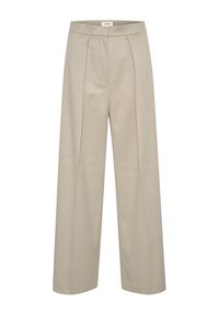 Beige vide bukser med flad front og to plisseringer. Fremstillet af glat stof, med skræddersyet talje og ingen synlig hardwares.