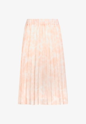 Plissierter Rock aus weichem Pfirsichstoff mit subtilen Batikmustern. Verfügt über einen elastischen Bund für eine bequeme Passform und ein fließendes Design.