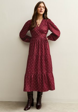 CREPE POLKA DOT WRAP MIDI - Robe de jour - red pattern