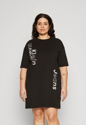 MULTI PLACEMENT LOGO DRESS - Jersey dress - black