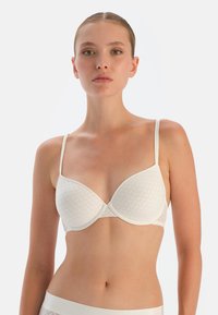 Womens Corset Underwire Bustier Lace Bra Mesh Lingerie Half Cup Contrast Color e