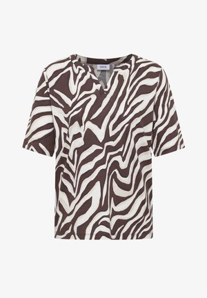Cecil, T-SHIRT MIT SPLIT NECK MIT PRINT - T-shirt con stampa - brown cacao