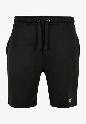 Sorte bomuldsblandede shorts med elastisk talje og snøre. Har sidelommer og en lille hvid logo på venstre ben.
