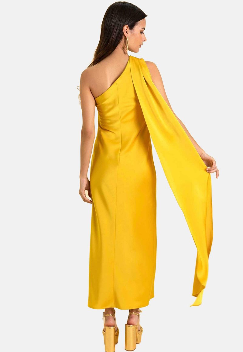 black one shoulder asymmetric dress Tatiana Velvet One-Shoulder Maxi Dress — Black