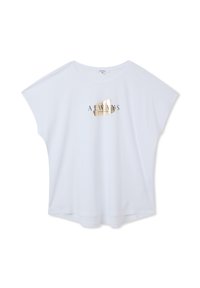 T-shirt bianco a maniche corte con vestibilità ampia. Presenta la scritta "ALWAYS" in foil dorato al centro. Realizzato in morbido tessuto di cotone.