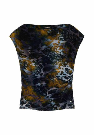Desigual, PRINTED SHORT SLEEVE T-SHIRT - Print T-shirt - blue