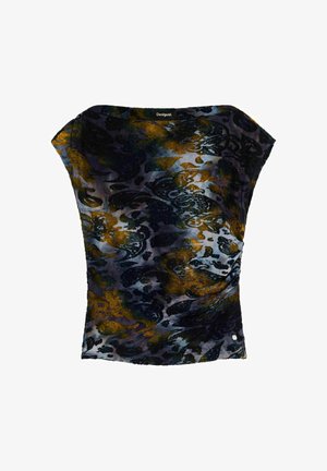 Desigual, PRINTED SHORT SLEEVE T-SHIRT - Print T-shirt - blue