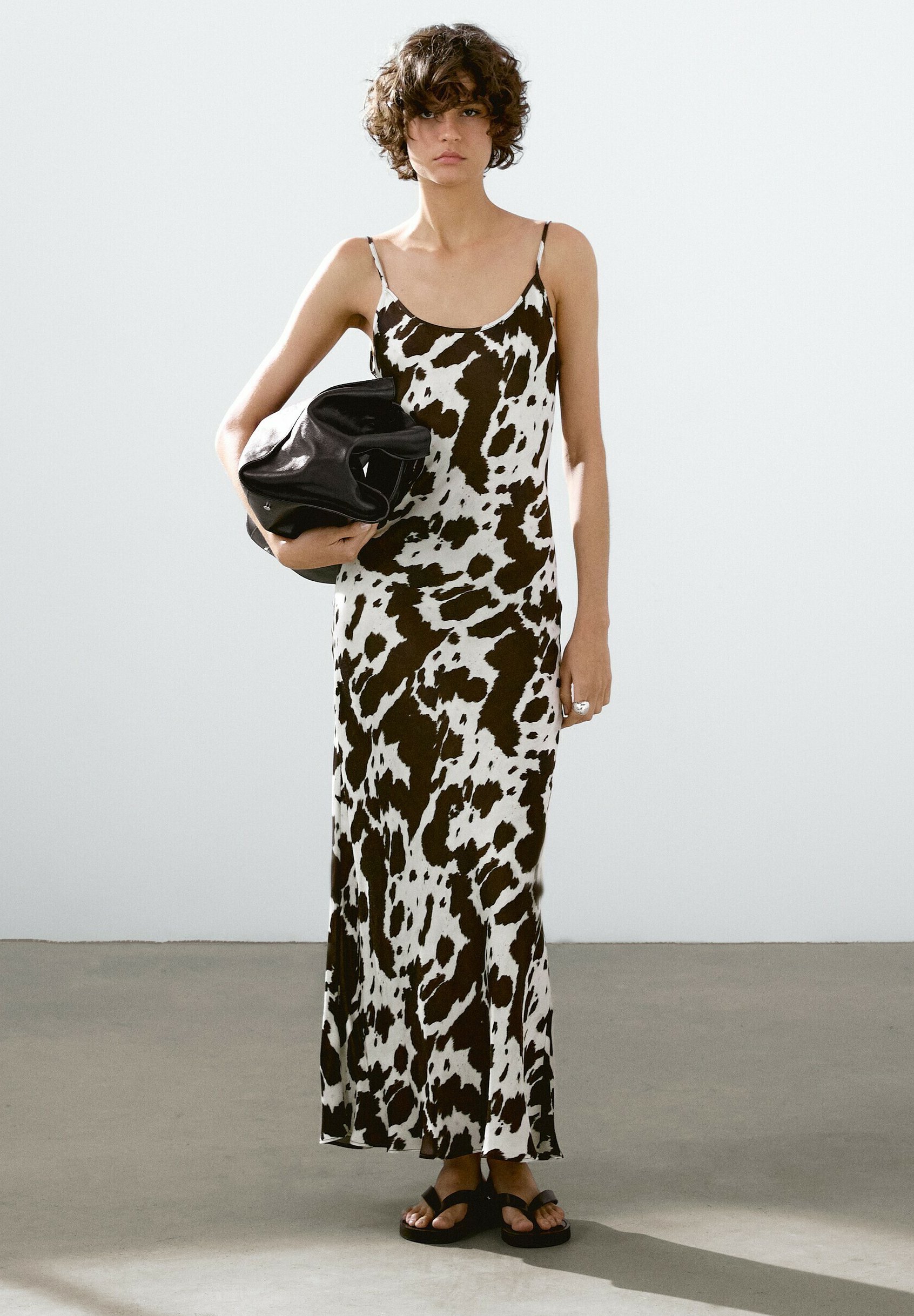 ◆Massimo Dutti◆ Rami Blend Animal Print Long Dress Ramie blend long print dress · Brown · Smart / Dresses And