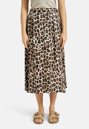 Smith&Soul ROCK MIT LEOPRINT - Maxi skirt - nougat print