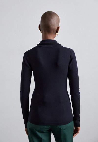 Victoria Beckham HALF ZIP HIGH NECK - Striktrøje - ink blue