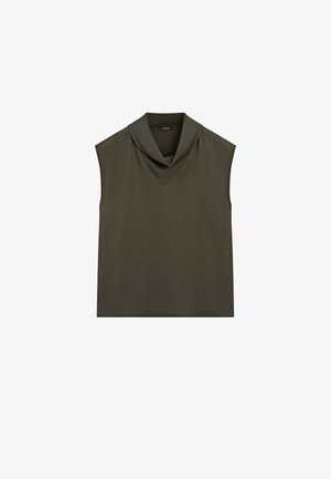 Massimo Dutti FLOWING GARMENT WITH DRAPED NECK DETAIL - Blouse - dark green