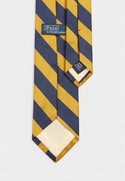 Polo Ralph Lauren STRIPED SILK REPP NARROW TIE - Kaklaraištis - navy/gold