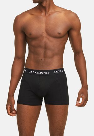 Zwarte boxershorts van katoen met een gladde textuur, voorzien van een contrasterende witte tailleband met het logo "JACK & JONES".