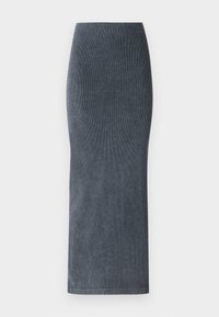 Τζιν μολυβένια φούστα σε σκούρο μπλε. Διαθέτει εφαρμοστή σιλουέτα, ίσια σχεδίαση και λεία υφή με διακριτή ραφή.