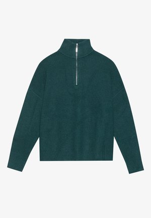 Melna ribota svītra ar augstu apkakli un sudraba rāvējslēdzēju. Iespēj garas piedurknes un brīvu piegriezumu. Teksturēts audums.