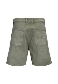 Πράσινα casual σορτς με δύο μεγάλες εξωτερικές τσέπες στο πίσω μέρος και θηλιές για ζώνη, εμφανιζόμενα από πίσω.