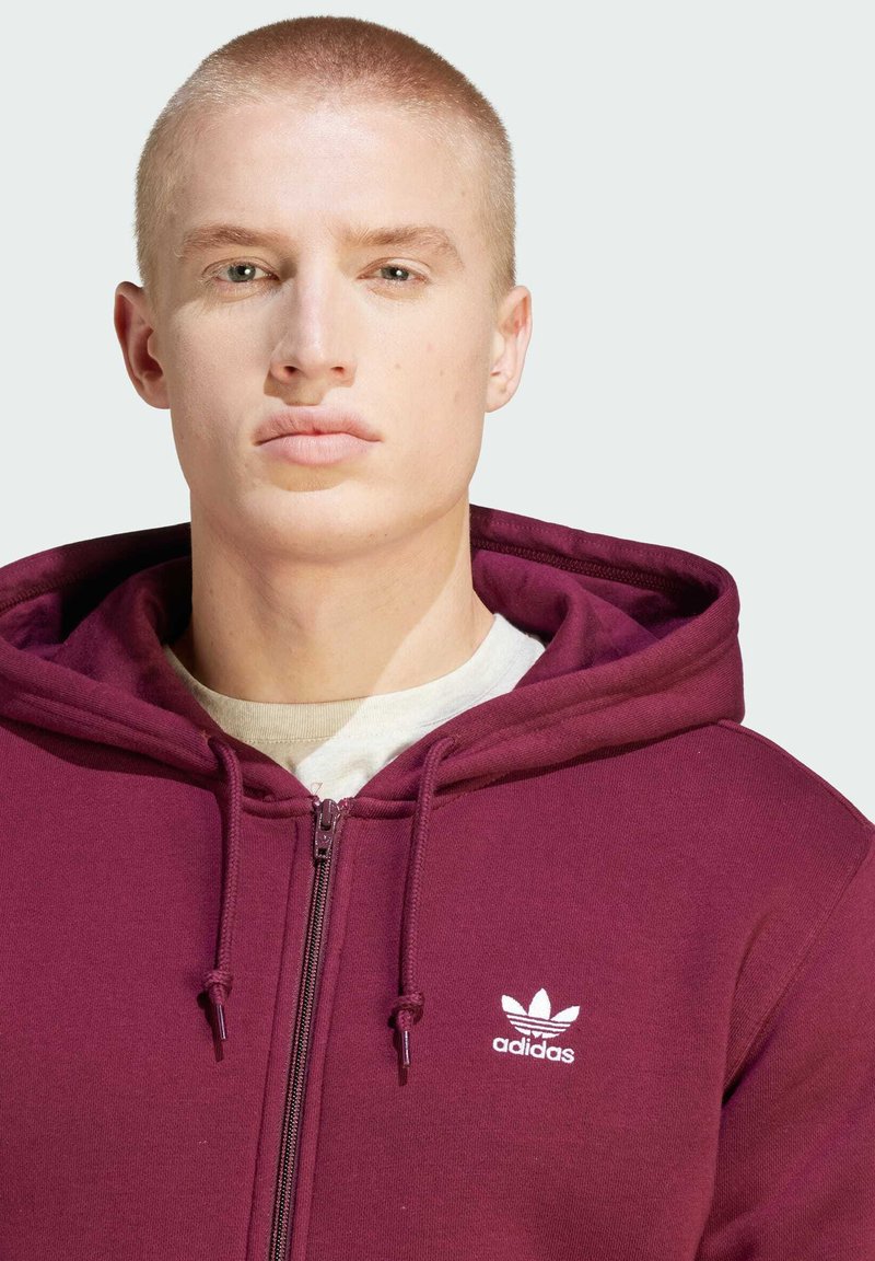 adidas Originals TREFOIL ESSENTIALS FULL-ZIP - Zip-up sweatshirt - maroon/bronze