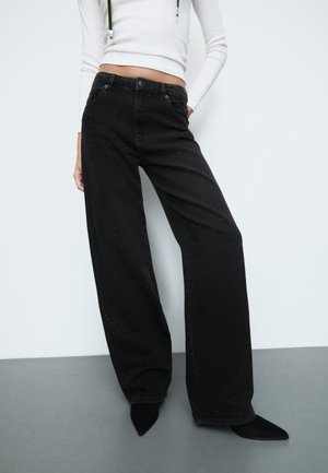 Stradivarius WITH RHINESTONES  - Relaxed fit jeans - mottled light grey