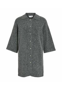 Pilkos, mygtukais užsegamas švarkas, pagamintas iš tekstūrizuotos medžiagos. Jis turi trumpas rankoves ir apykaklę, o priekyje yra šeši apvalūs mygtukai.