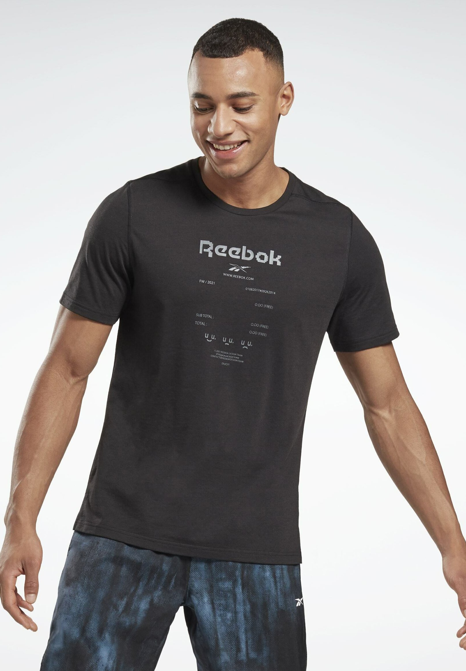Reebok SPEEDWICK GRAPHIC MOVE - T-shirt print - black/zwart - Zalando.be