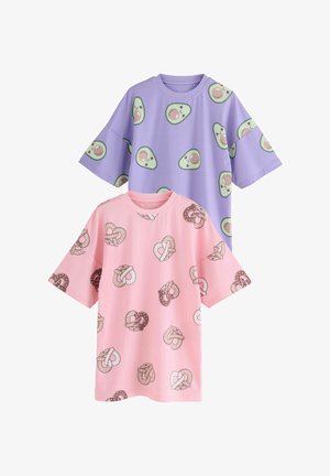 Next, 2 PACK - Camicia da notte - pink/purple avocado print