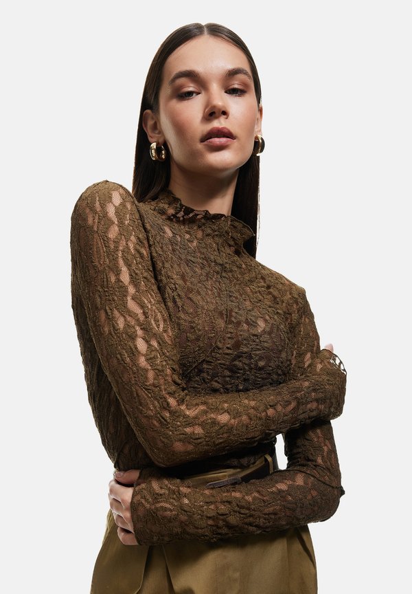 HIGH NECK - Bluse - khaki