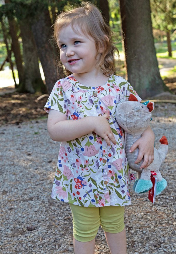 Bluse - weiß rosa grün