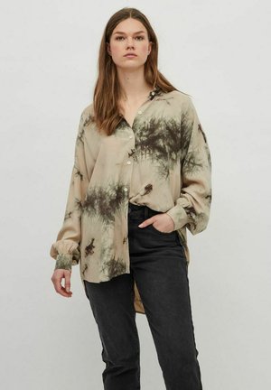 LANGE GEMUSTERTE - Button-down blouse - cement